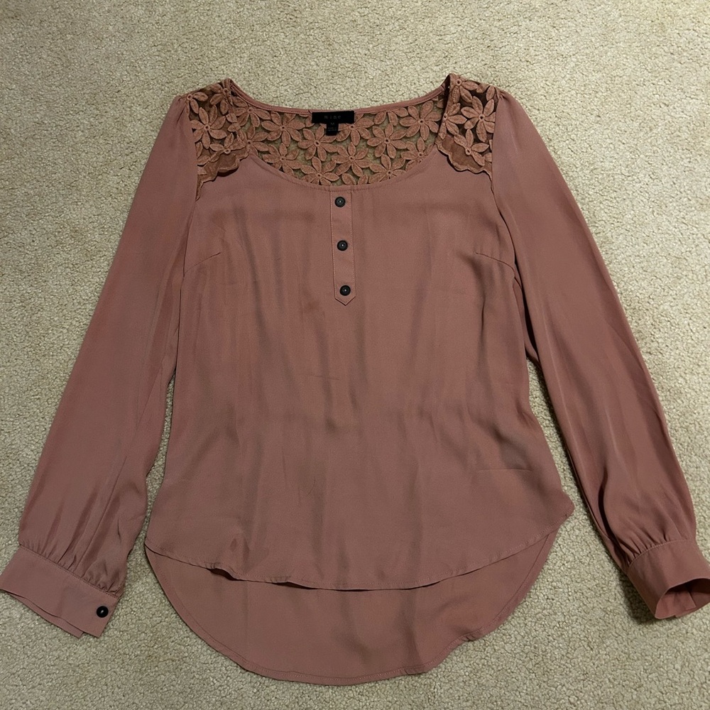 Mine Mauve Lace Accent Blouse